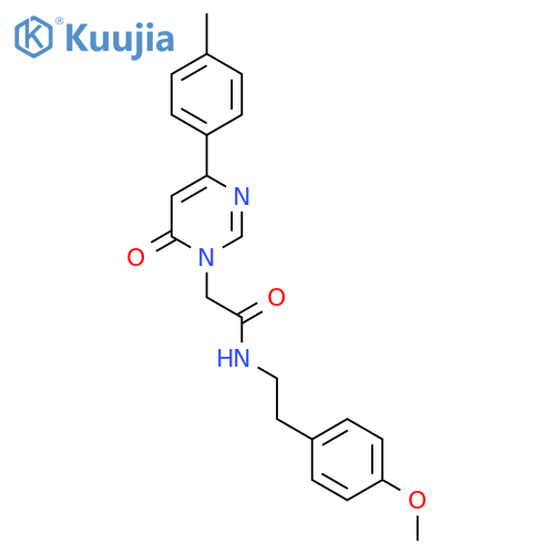 N-[2-(4-methoxyphenyl)ethyl]-2-[4-(4-methylphenyl)-6-oxo-1,6-dihydropyrimidin-1-yl]acetamide structure