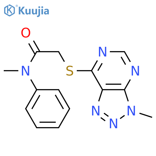N-methyl-2-({3-methyl-3H-[1,2,3]triazolo[4,5-d]pyrimidin-7-yl}sulfanyl)-N-phenylacetamide structure