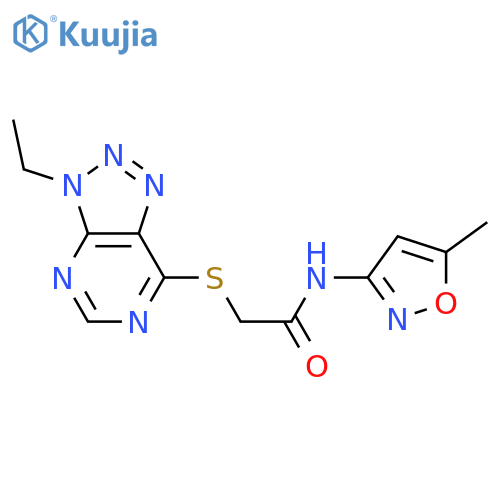 2-({3-ethyl-3H-[1,2,3]triazolo[4,5-d]pyrimidin-7-yl}sulfanyl)-N-(5-methyl-1,2-oxazol-3-yl)acetamide structure