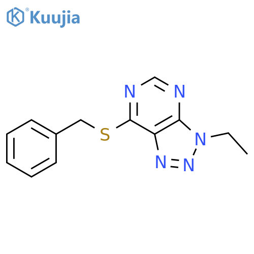 7-(benzylsulfanyl)-3-ethyl-3H-[1,2,3]triazolo[4,5-d]pyrimidine structure