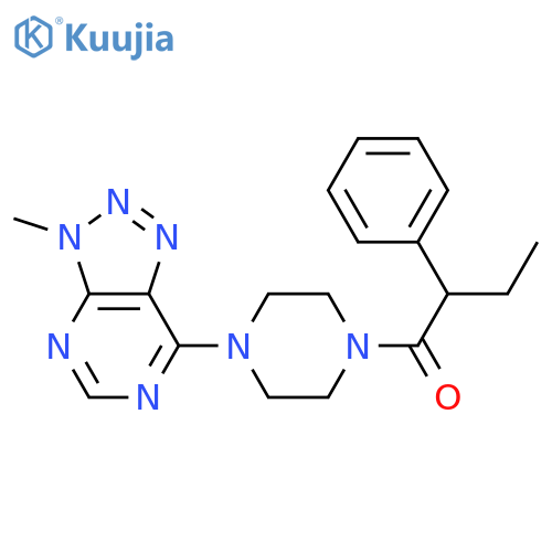 1-(4-{3-methyl-3H-[1,2,3]triazolo[4,5-d]pyrimidin-7-yl}piperazin-1-yl)-2-phenylbutan-1-one structure