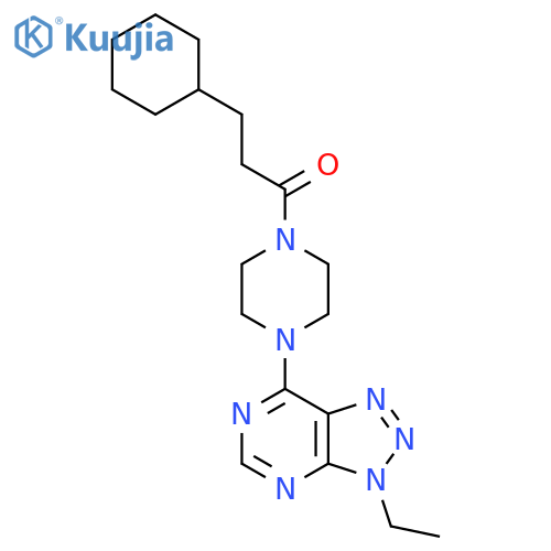 3-cyclohexyl-1-(4-{3-ethyl-3H-1,2,3triazolo4,5-dpyrimidin-7-yl}piperazin-1-yl)propan-1-one structure