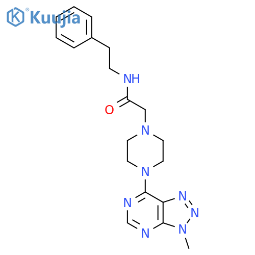 2-(4-{3-methyl-3H-[1,2,3]triazolo[4,5-d]pyrimidin-7-yl}piperazin-1-yl)-N-(2-phenylethyl)acetamide structure
