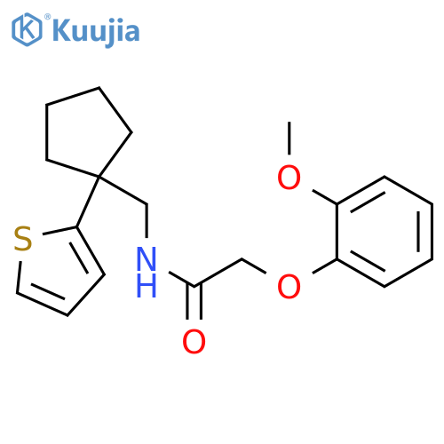2-(2-methoxyphenoxy)-N-{[1-(thiophen-2-yl)cyclopentyl]methyl}acetamide structure
