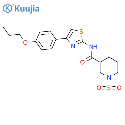 1-methanesulfonyl-N-4-(4-propoxyphenyl)-1,3-thiazol-2-ylpiperidine-3-carboxamide structure