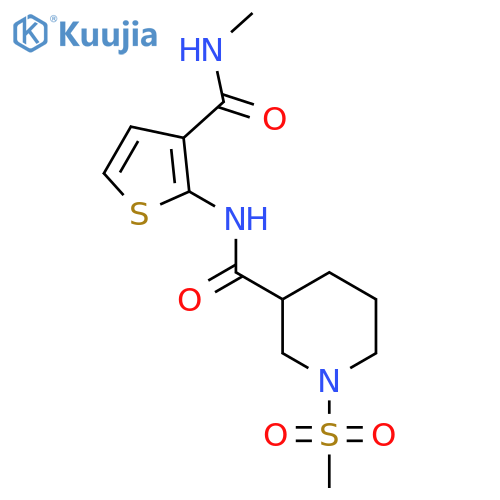 1-methanesulfonyl-N-3-(methylcarbamoyl)thiophen-2-ylpiperidine-3-carboxamide structure