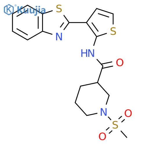 N-[3-(1,3-benzothiazol-2-yl)thiophen-2-yl]-1-methanesulfonylpiperidine-3-carboxamide structure