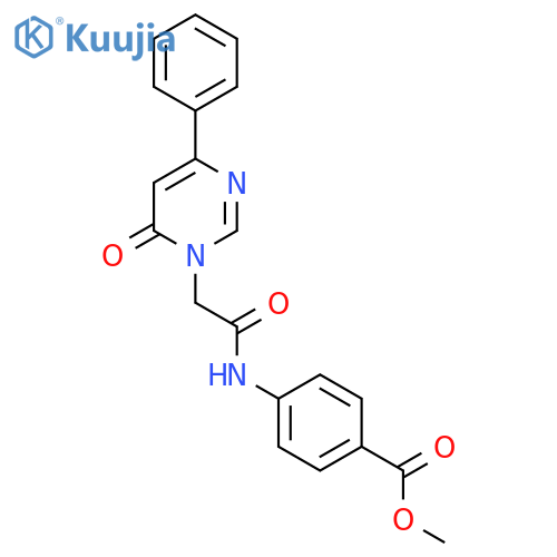 methyl 4-[2-(6-oxo-4-phenyl-1,6-dihydropyrimidin-1-yl)acetamido]benzoate structure