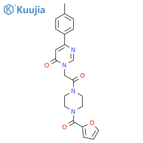 3-{2-[4-(furan-2-carbonyl)piperazin-1-yl]-2-oxoethyl}-6-(4-methylphenyl)-3,4-dihydropyrimidin-4-one structure