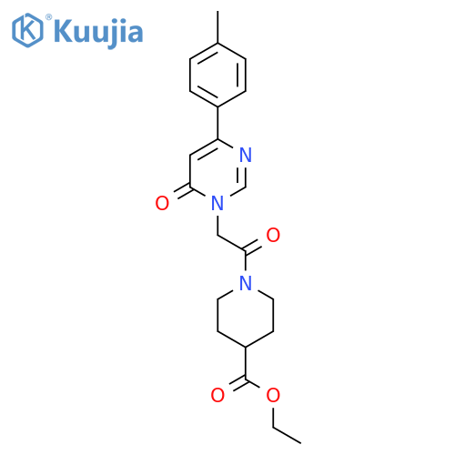 ethyl 1-{2-[4-(4-methylphenyl)-6-oxo-1,6-dihydropyrimidin-1-yl]acetyl}piperidine-4-carboxylate structure