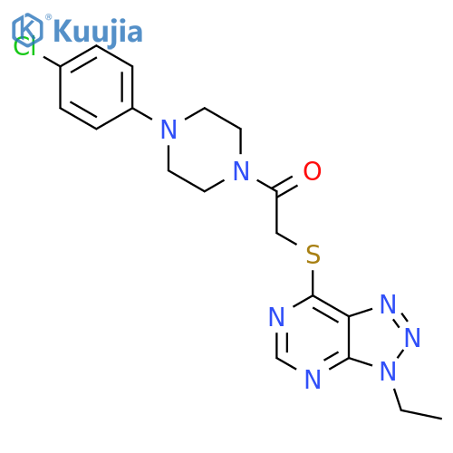 1-[4-(4-chlorophenyl)piperazin-1-yl]-2-({3-ethyl-3H-[1,2,3]triazolo[4,5-d]pyrimidin-7-yl}sulfanyl)ethan-1-one structure