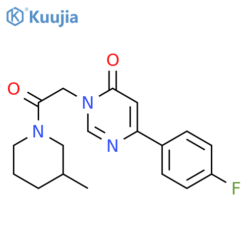 6-(4-fluorophenyl)-3-[2-(3-methylpiperidin-1-yl)-2-oxoethyl]-3,4-dihydropyrimidin-4-one structure