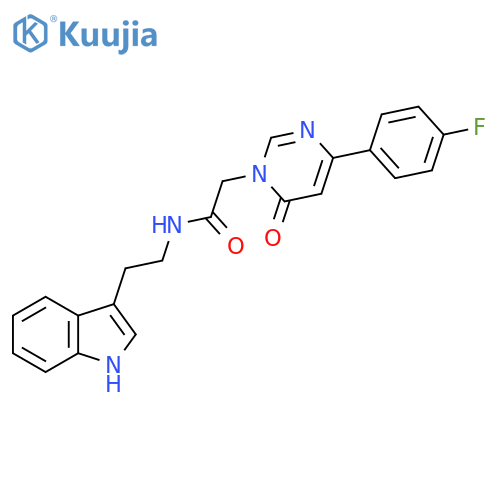 2-[4-(4-fluorophenyl)-6-oxo-1,6-dihydropyrimidin-1-yl]-N-[2-(1H-indol-3-yl)ethyl]acetamide structure