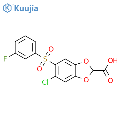 1,3-Benzodioxole-2-carboxylic acid, 5-chloro-6-[(3-fluorophenyl)sulfonyl]- structure