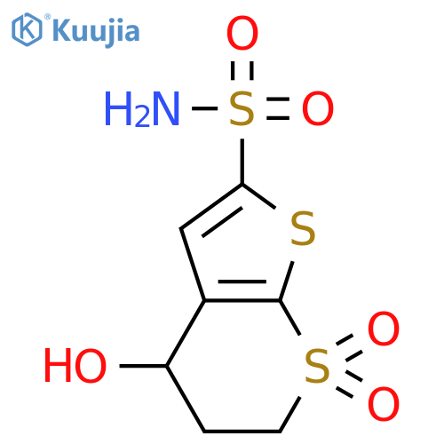 4H-Thieno[2,3-b]thiopyran-2-sulfonamide,5,6-dihydro-4-hydroxy-, 7,7-dioxide structure