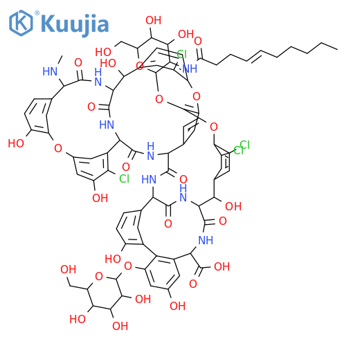 Ristomycin A aglycone,5,22,31,55-tetrachloro-7-demethyl-64-O-demethyl-56-O-[2-deoxy-2-[(1-oxo-4-decenyl)amino]-b-D-glucopyranosyl]-42-O-a-D-mannopyranosyl-N15-methyl- (9CI) structure