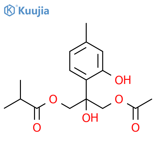 Propanoic acid, 2-methyl-,3-(acetyloxy)-2-hydroxy-2-(2-hydroxy-4-methylphenyl)propyl ester structure