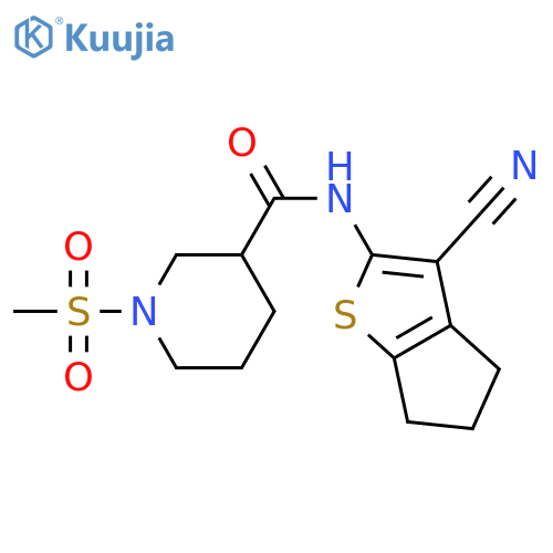 N-{3-cyano-4H,5H,6H-cyclopenta[b]thiophen-2-yl}-1-methanesulfonylpiperidine-3-carboxamide structure