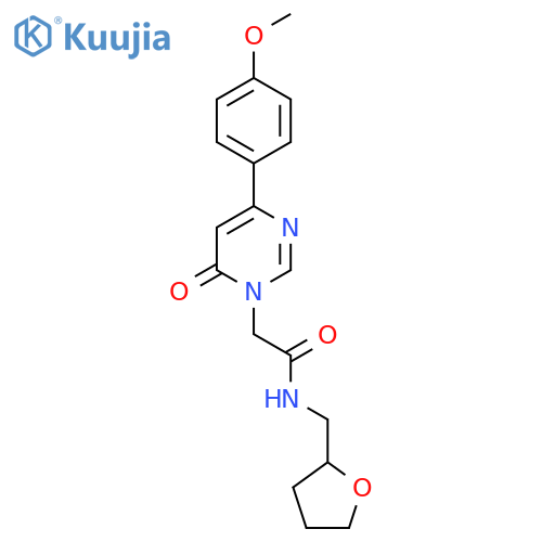 2-[4-(4-methoxyphenyl)-6-oxo-1,6-dihydropyrimidin-1-yl]-N-[(oxolan-2-yl)methyl]acetamide structure