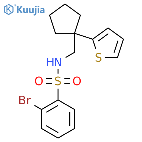 2-bromo-N-{[1-(thiophen-2-yl)cyclopentyl]methyl}benzene-1-sulfonamide structure