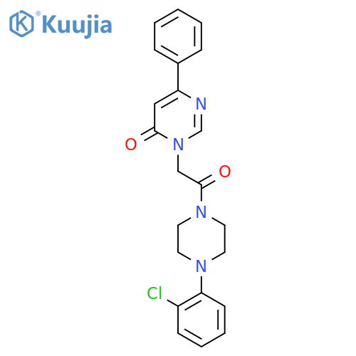 3-{2-[4-(2-chlorophenyl)piperazin-1-yl]-2-oxoethyl}-6-phenyl-3,4-dihydropyrimidin-4-one structure