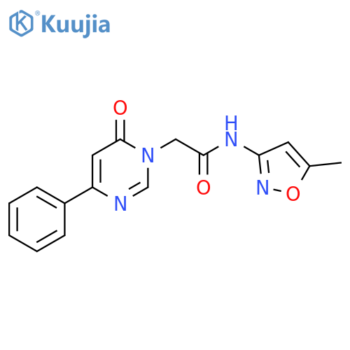 N-(5-methyl-1,2-oxazol-3-yl)-2-(6-oxo-4-phenyl-1,6-dihydropyrimidin-1-yl)acetamide structure