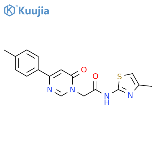 N-(4-methyl-1,3-thiazol-2-yl)-2-[4-(4-methylphenyl)-6-oxo-1,6-dihydropyrimidin-1-yl]acetamide structure