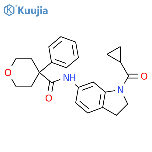 N-(1-cyclopropanecarbonyl-2,3-dihydro-1H-indol-6-yl)-4-phenyloxane-4-carboxamide structure
