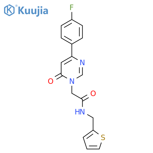 2-[4-(4-fluorophenyl)-6-oxo-1,6-dihydropyrimidin-1-yl]-N-[(thiophen-2-yl)methyl]acetamide structure