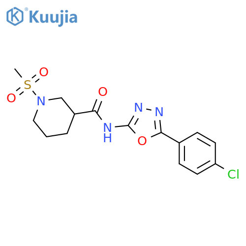 N-[5-(4-chlorophenyl)-1,3,4-oxadiazol-2-yl]-1-methanesulfonylpiperidine-3-carboxamide structure