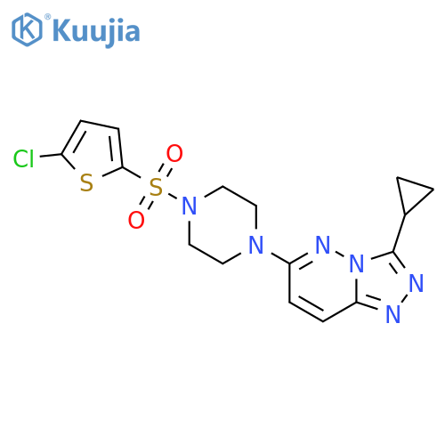 1-[(5-chlorothiophen-2-yl)sulfonyl]-4-{3-cyclopropyl-[1,2,4]triazolo[4,3-b]pyridazin-6-yl}piperazine structure