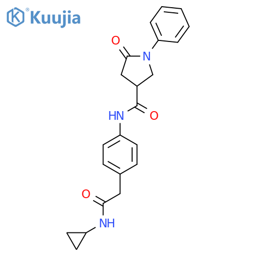N-{4-[(cyclopropylcarbamoyl)methyl]phenyl}-5-oxo-1-phenylpyrrolidine-3-carboxamide structure