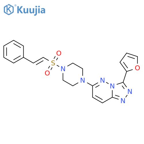 1-3-(furan-2-yl)-1,2,4triazolo4,3-bpyridazin-6-yl-4-(E)-2-phenylethenesulfonylpiperazine structure