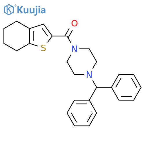 1-(diphenylmethyl)-4-(4,5,6,7-tetrahydro-1-benzothiophene-2-carbonyl)piperazine structure