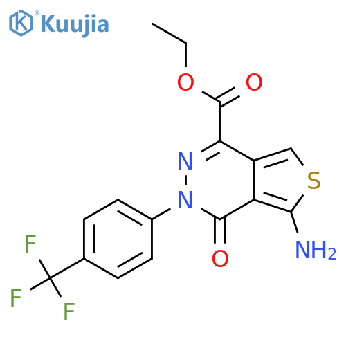 ethyl 5-amino-4-oxo-3-[4-(trifluoromethyl)phenyl]-3H,4H-thieno[3,4-d]pyridazine-1-carboxylate structure