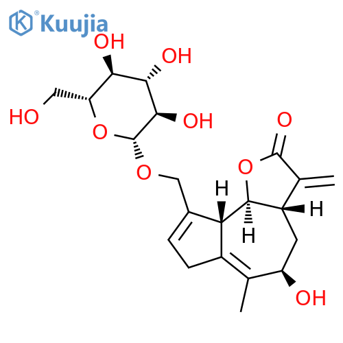 Azuleno[4,5-b]furan-2(3H)-one,9-[(b-D-glucopyranosyloxy)methyl]-3a,4,5,7,9a,9b-hexahydro-5-hydroxy-6-methyl-3-methylene-,(3aS,5R,9aR,9bS)- (9CI) structure