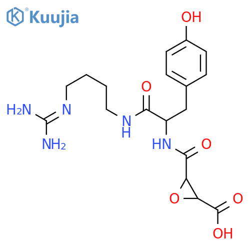 Oxiranecarboxylic acid,3-[[[2-[[4-[(aminoiminomethyl)amino]butyl]amino]-1-[(4-hydroxyphenyl)methyl]-2-oxoethyl]amino]carbonyl]-(9CI) structure