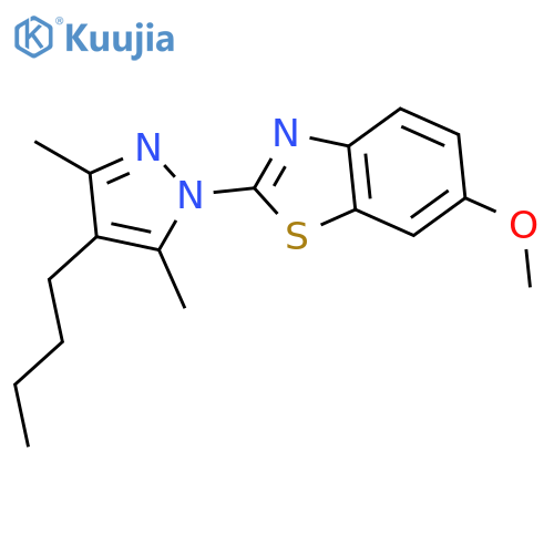 Benzothiazole, 2-(4-butyl-3,5-dimethyl-1H-pyrazol-1-yl)-6-methoxy- structure