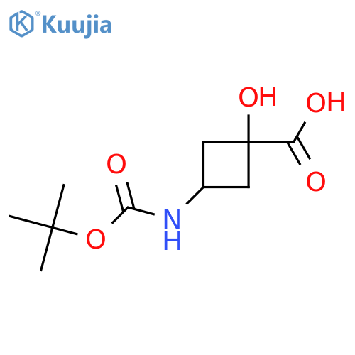 3-(tert-butoxycarbonylamino)-1-hydroxy-cyclobutanecarboxylic acid structure