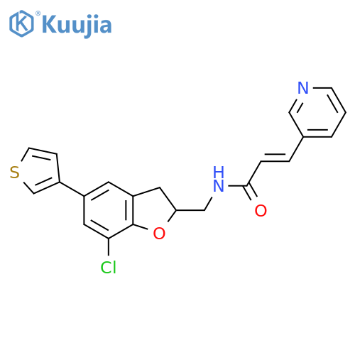 (E)-N-{[7-Chloro-5-(3-thienyl)-2,3-dihydro-1-benzofuran-2-yl]methyl}-3-(3-pyridinyl)-2-propenamide structure
