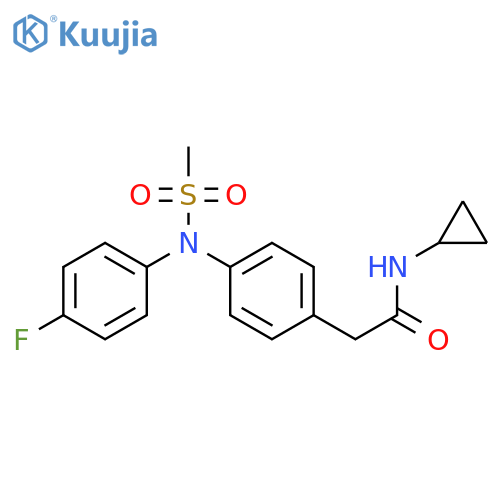 N-cyclopropyl-2-{4-[(4-fluorophenyl)methanesulfonamido]phenyl}acetamide structure