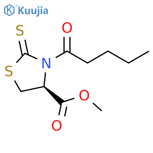 4-Thiazolidinecarboxylic acid, 3-(1-oxopentyl)-2-thioxo-, methyl ester, (4S)- structure