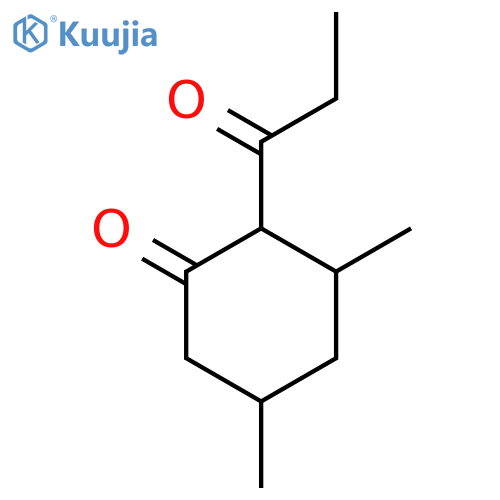 3,5-dimethyl-2-propanoylcyclohexan-1-one structure