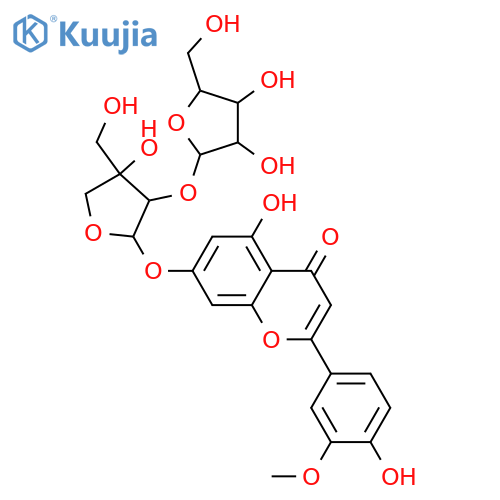 4',5,7-Trihydroxy-3'-methoxyflavone; 7-O-[β-L-Arabinofuranosyl-(1→2)-β-D-apiofuranoside] structure