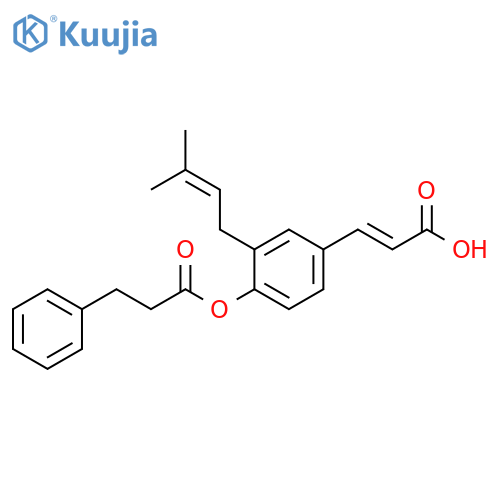 Benzenepropanoic acid, 4-[(1E)-2-carboxyethenyl]-2-(3-methyl-2-buten-1-yl)phenyl ester structure