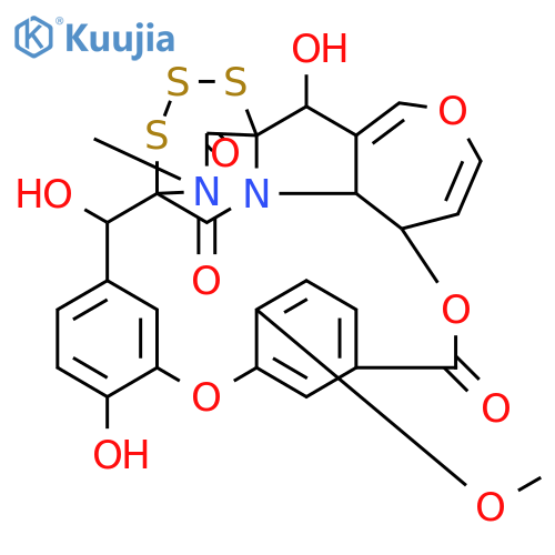 2H,8H,20H,22H-1,21-Epitrithio-21,1-(iminomethano)-9,13:15,19-dimetheno-4,7,14-trioxa-22a-azacyclononadec[cd]azulene-8,22,27-trione,6a,22b-dihydro-2,16,20-trihydroxy-12-methoxy-26-methyl-, stereoisomer (9CI) structure