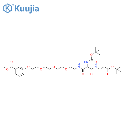tert-Butyl 14-(N-Boc-amino)-1-3-(methoxycarbonyl)phenoxy-13,15-dioxo-3,6,9-trioxa- 12,16-diazanonadecan-19-oate structure
