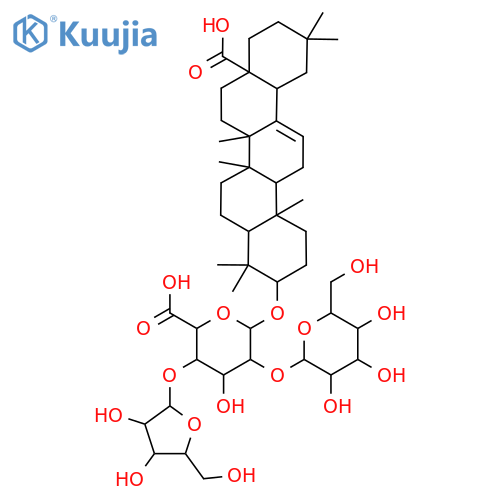 β-D-Glucopyranosiduronic acid, (3β)-17-carboxy-28-norolean-12-en-3-yl O-α-L-arabinofuranosyl-(1→4)-O-[β-D-glucopyranosyl-(1→2)]- (9CI) structure