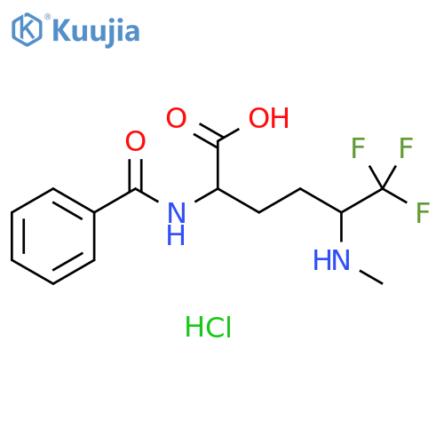 6,6,6-trifluoro-5-(methylamino)-2-(phenylformamido)hexanoic acid hydrochloride structure
