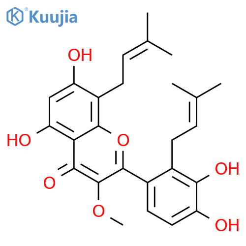 4H-1-Benzopyran-4-one,2-[3,4-dihydroxy-2-(3-methyl-2-buten-1-yl)phenyl]-5,7-dihydroxy-3-methoxy- structure